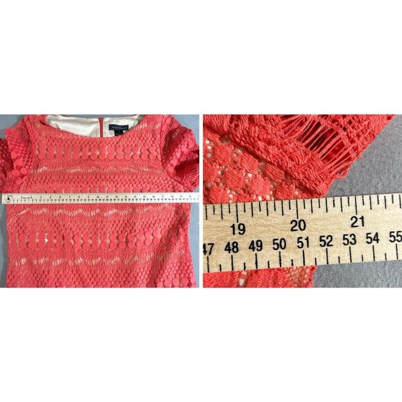 Jessica Howard Dress 16 Coral Midi Shift Lace Preppy Boho 3/4 Sleeve Career Work - Picture 3 of 9